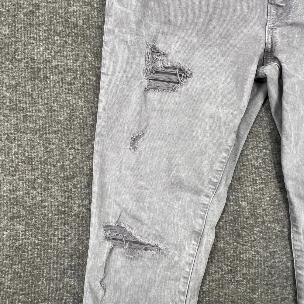 American Eagle Airflex+ Skinny Jeans Mens Grey Distressed Acid Wash Denim 33 - Picture 5 of 11